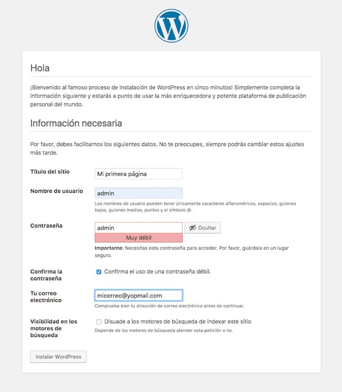 Instalación de WordPress 5