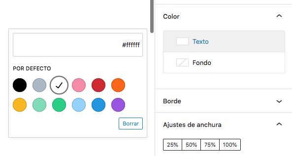 Seleccionar colores botón WordPress para Youtube