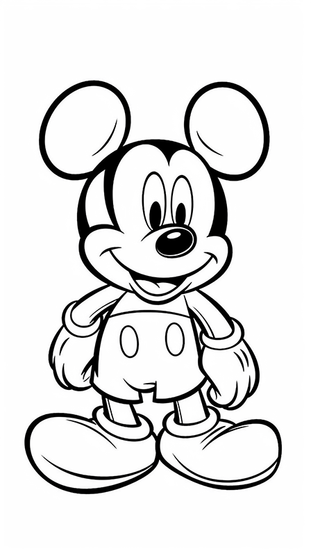 Dibujo para colorear con Midjourney - Micky Mouse