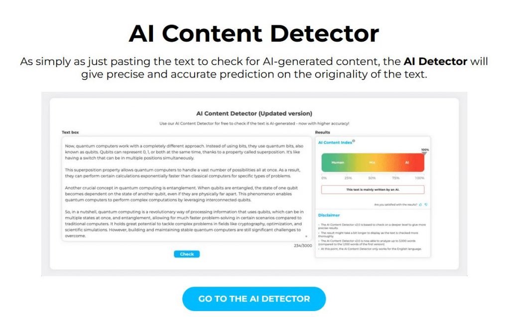 Crossplag AI Content Detector. Detección de contenido de IA fácil de usar.