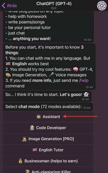 ChatGPT en Telegram Gratis - Conversación con el Chatbot